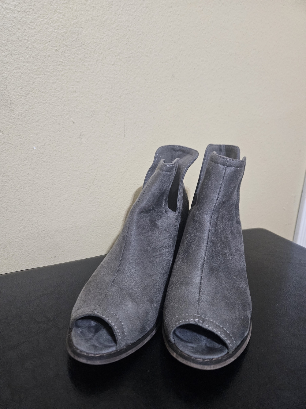 & Other Stories Charcoal Suede Peep-Toe Ankle Boots